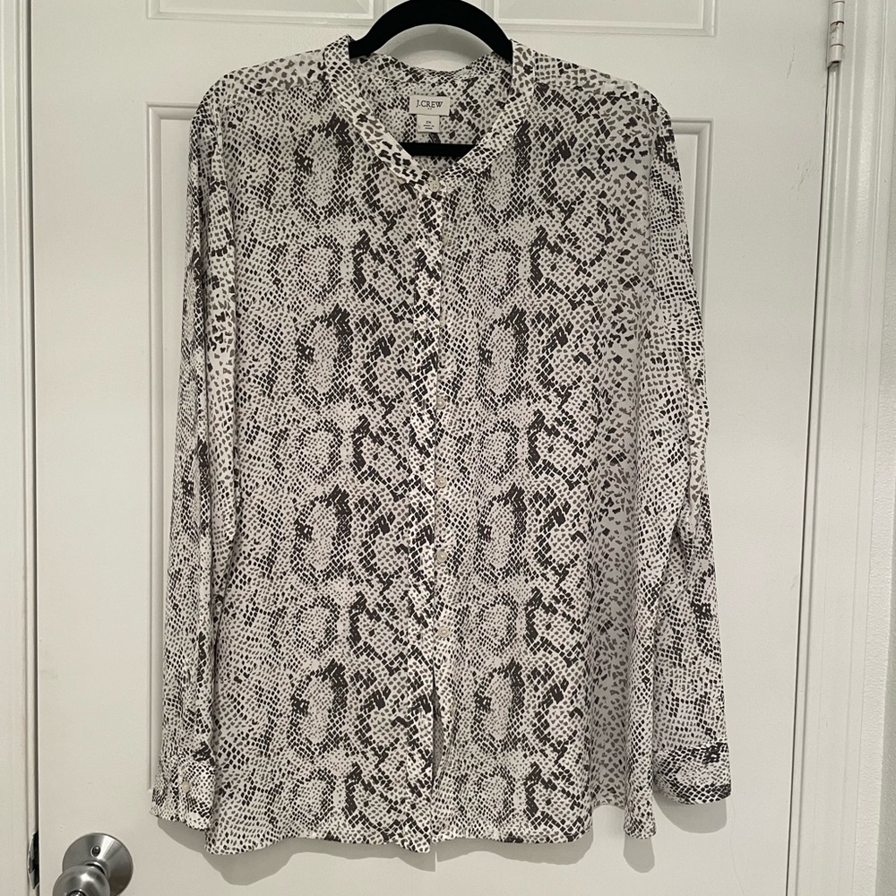 Collarless Snakeskin button-up too